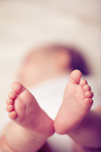 Small baby - newborn feet, macro