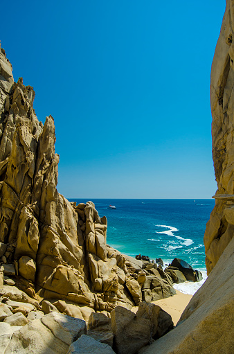 Incredible rock formations at the Divorce beach, Cabo San Lucas, Mexico.