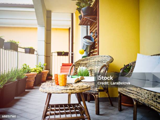 Cozy Home Balcony Stock Photo - Download Image Now - Balcony, Vegetable Garden, Book