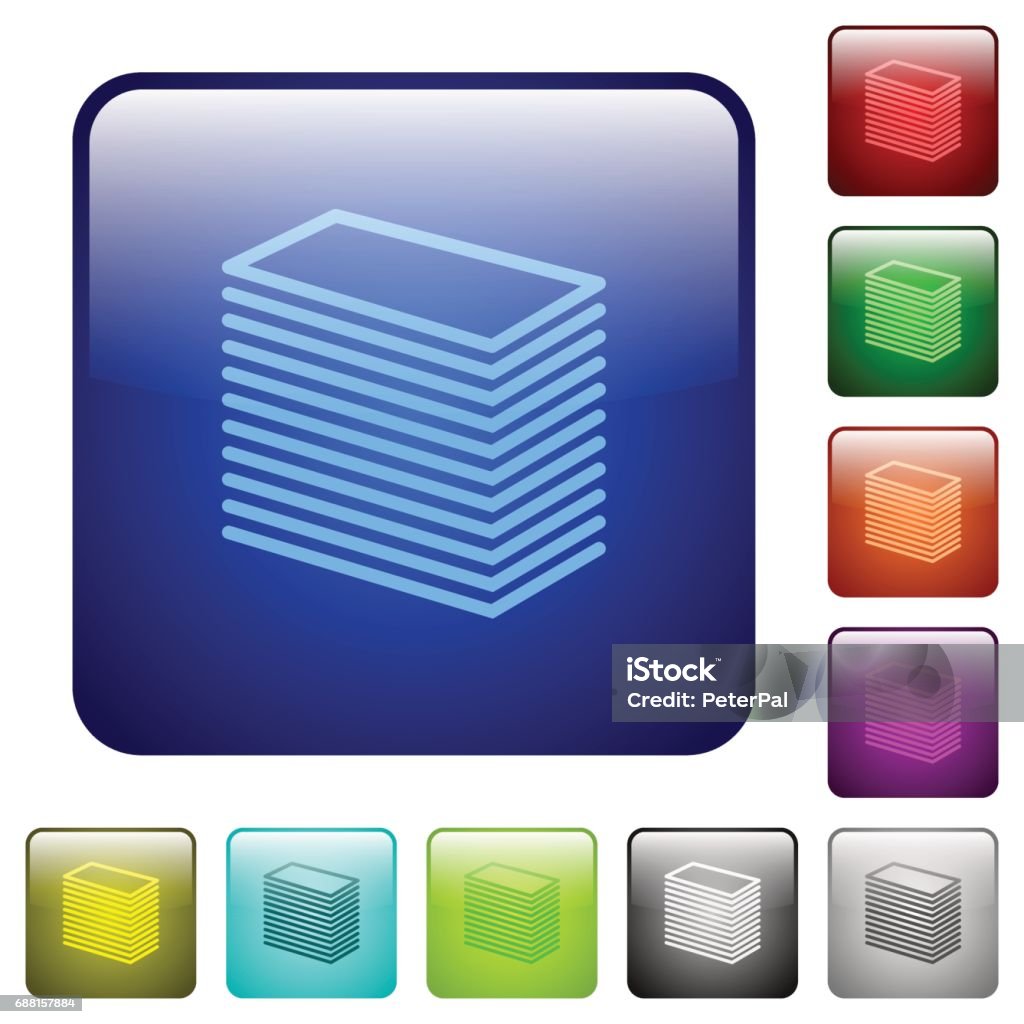 Colored Paper Stack Icon Paper Stack Color Square Buttons Stock Illustration - Download Image ...