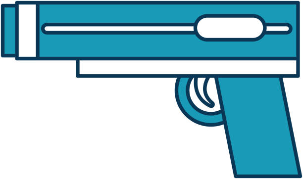 illustrations, cliparts, dessins animés et icônes de icône de pistolet de jeu vidéo - computer shooting handgun gun