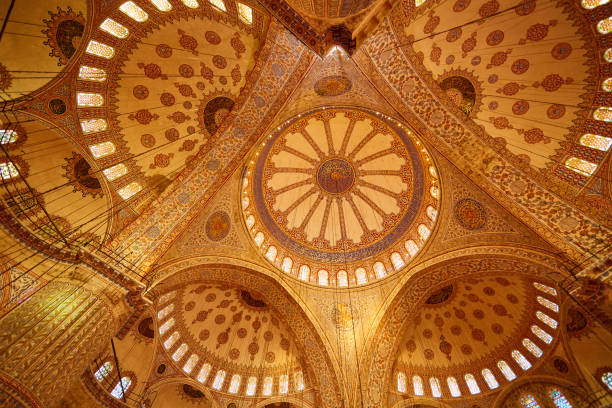 Blue Mosque interior in Istanbul, Turkey. Sultan Ahmet Cami.
