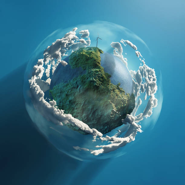 istock wind turbine on green planet 688206234