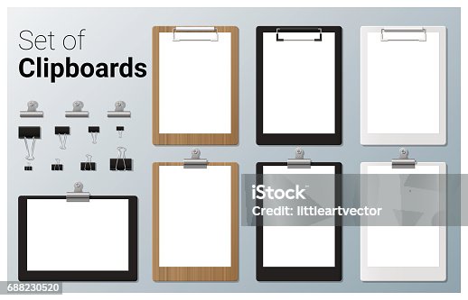 istock Set of realistic clipboards , vector, illustration 688230520