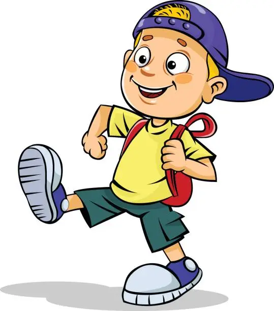 Vector illustration of Boy walks.