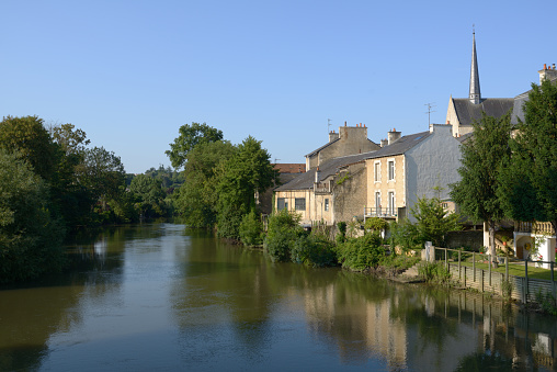 Poitiers: Houses at the bank of Clain river. The city is the capital of the Vienne department and also of the Poitou province