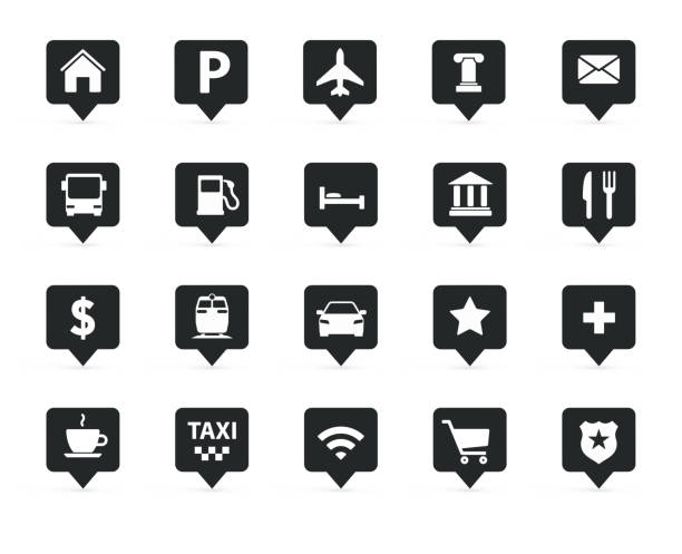 Navigation, direction, maps, traffic icons set vector art illustration