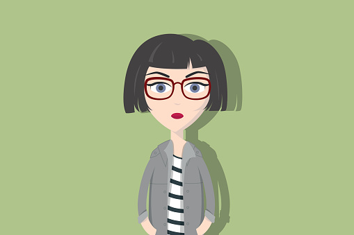 Ilustración de Personaje De Dibujos Animados De Hipster Mujer Con Pelo Corto Oscuro Gafas Rojas Y Rebeca Ilustración De Vector Plano y más Vectores Libres de Derechos de A la moda - Ilustración de Personaje De Dibujos Animados De Hipster Mujer Con Pelo Corto Oscuro Gafas Rojas Y Rebeca Ilustración De Vector Plano y más Vectores Libres de Derechos de A la moda -