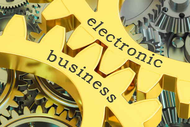 istock Electronic Business concept on the gears, 3D rendering 688265550