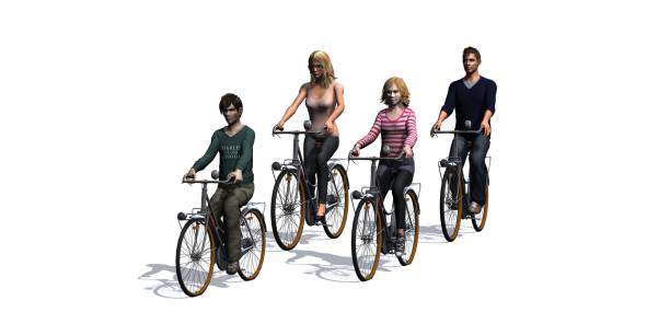 istock Cycling family, cyclist, isolated on white background 688270996