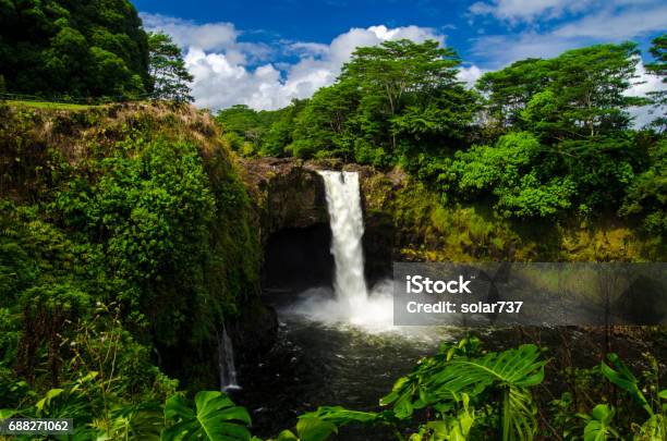 Rainbow Waterfall Hawaii Stock Photo - Download Image Now - Big Island - Hawaii Islands, Waterfall, Maui