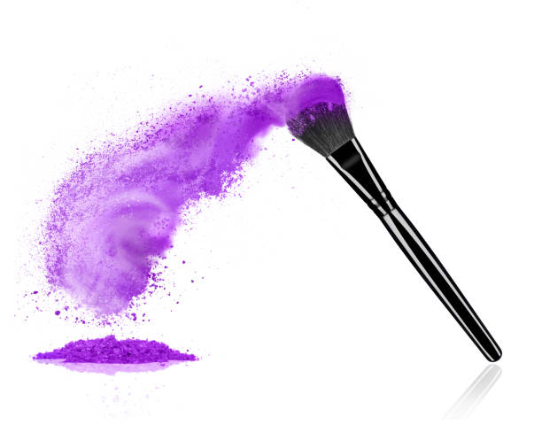 istock Make up brush with cosmetic powder splash, isolated on white background 688275564