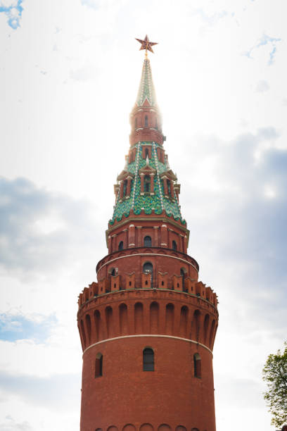 Tower of the Moscow Kremlin. Tower of the Moscow Kremlin. View of the Kremlin's historic tower in Russia. The symbol of Russia. tetragon stock pictures, royalty-free photos & images