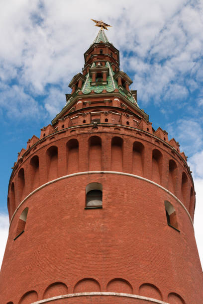 Tower of the Moscow Kremlin. Tower of the Moscow Kremlin. View of the Kremlin's historic tower in Russia. The symbol of Russia. tetragon stock pictures, royalty-free photos & images