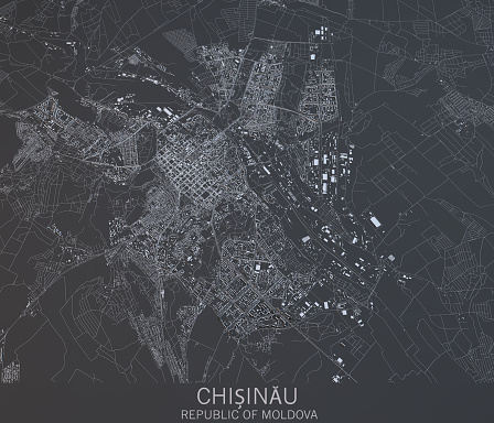 Chisinau mapa, vista satélite, ciudad, República de Moldova photo