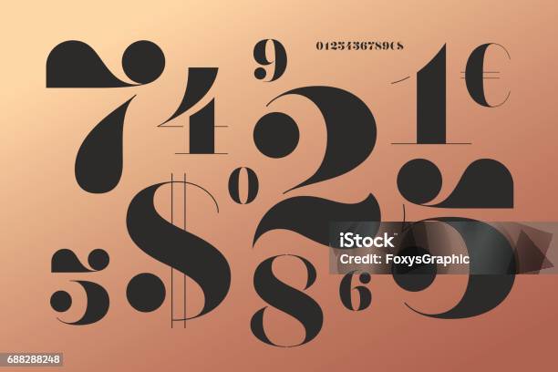 Font Of Numbers In Classical French Didot Style Stock Illustration - Download Image Now - Number, Art Deco, Typescript