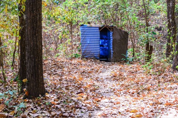 vorübergehend toilette im wald. - rainer barzel stock-fotos und bilder