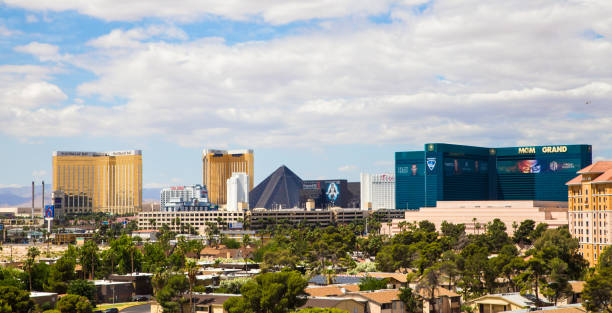 Las Vegas Nevada LAS VEGAS, NEVADA - MAY 17, 2017:  City of  Las Vegas on a sunny day with hotels and resorts casinos in view. luxor las vegas stock pictures, royalty-free photos & images