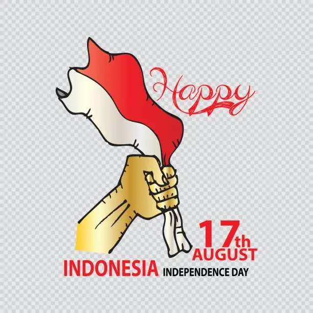 Vector illustration of Illustration of hand with Indonesia Flag for Independence Day