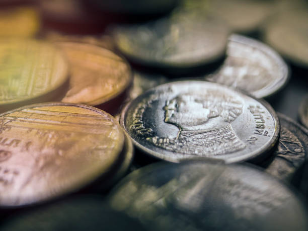 istock Thai's coins money on blurred background. Selective focus . 688335078