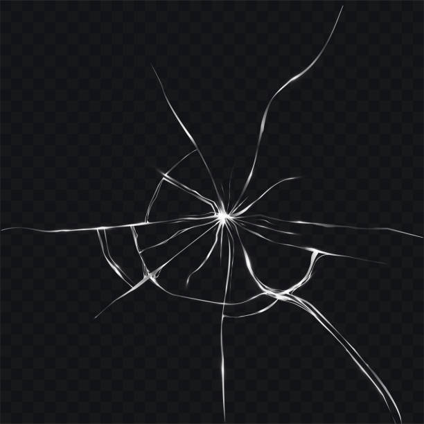 vektor-illustration im realistischen stil gebrochen, rissige glas - breaking glass cracked broken stock-grafiken, -clipart, -cartoons und -symbole
