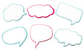 Colorful set of different speech bubble as a cloud isolated on empty white background.