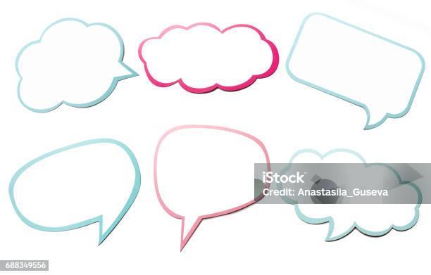 Colorful Set Of Different Speech Bubble As A Cloud Isolated On Empty White Background Stock Photo - Download Image Now