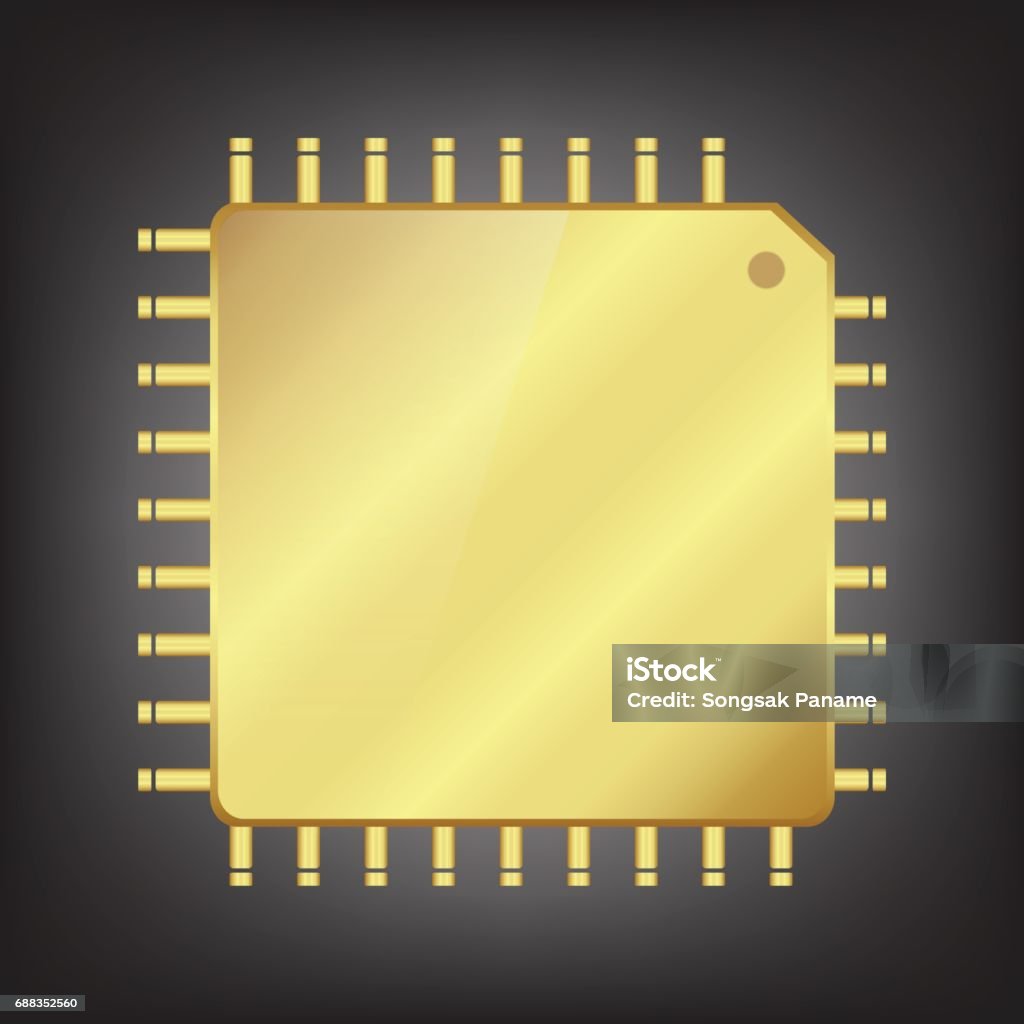 Gold Cpu Computer Gold Cpu Stock Illustration - Download Image Now - CPU, Circuit Board ...