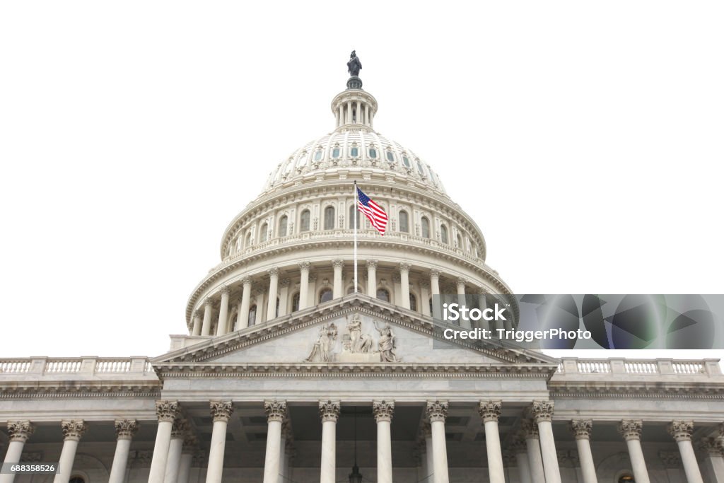 United States Capitol Building Capitol on white up close Cut Out Stock Photo