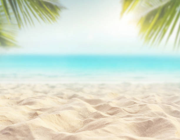 istock sand with blurred sea sky background, summer day 688359030