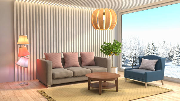 istock Interior living room. 3d illustration 688365494