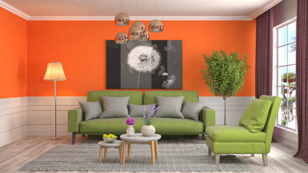 istock Interior living room. 3d illustration 688365770