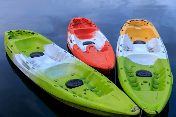 istock Colorful kayaks on the lake 688376590