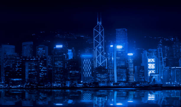 istock Night view  at victoria harbour, Hong Kong 688377332