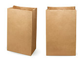 Recycle paper bag isolated on white background