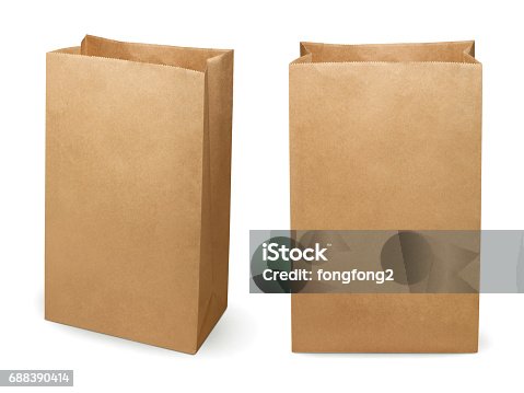 Brown Vintage Paper Bag With Black Sticker Stock Photo - Download Image Now  - Bag, Breakfast, Caffeine - iStock