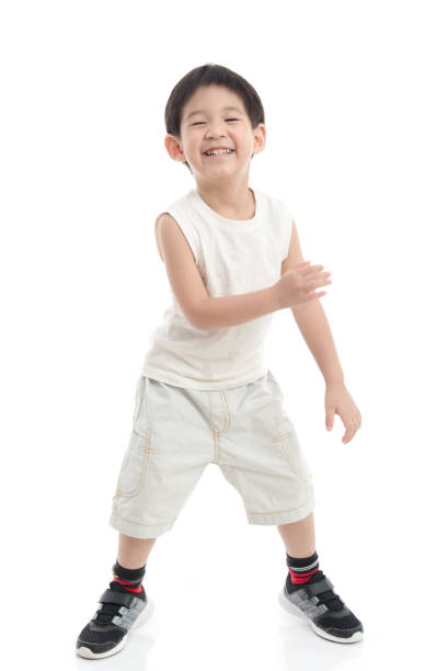 istock Happy little asian boy on white background 688393292