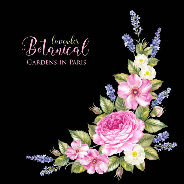 istock Vintage garland of blooming roses. 688393600