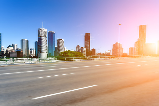 Australia Brisbane, urban road skyline