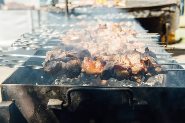 istock The pork shish kebabs prepared on a brazier 688397904