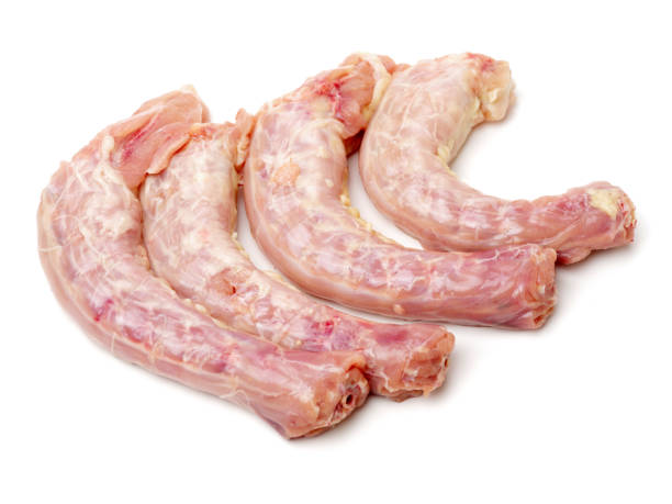istock Raw chicken neck，Chicken meat macro isolated on white background 688403498