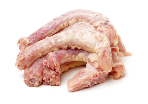 istock Raw chicken neck，Chicken meat macro isolated on white background 688403674