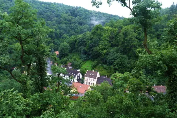 Aerial view of Krivoklat village, Czech Republic