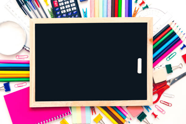 istock school supplies and blackboard with copy space on the table 688410836