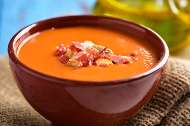 istock spanish slamorejo or porra, a cold tomato soup 688417924
