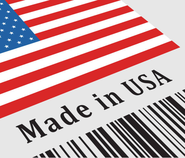 etykieta made in usa - made in the usa american flag flag manual worker stock illustrations