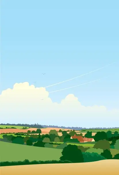 Vector illustration of Simple English landscape illustration