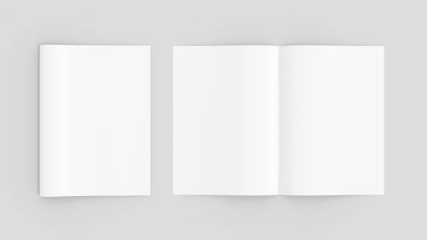 istock Blank magazine or brochure mockup isolated on soft gray background. 3D illustrating 688424966