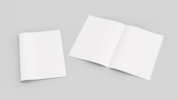 istock Blank magazine or brochure mockup isolated on soft gray background. 3D illustrating 688425022