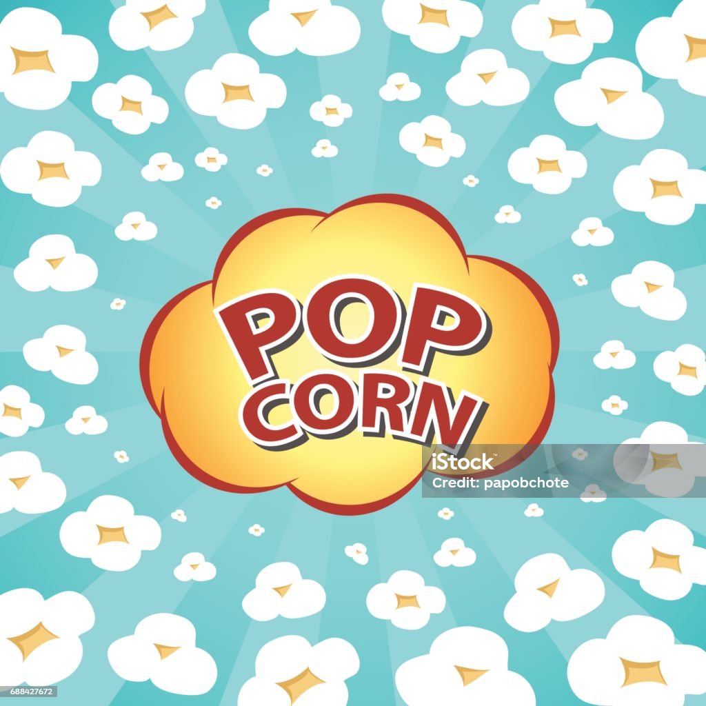 Pop Corn Exploding Logo Illustration Of Exploding Popcorn And Words Fast Food Clipart Vector ...